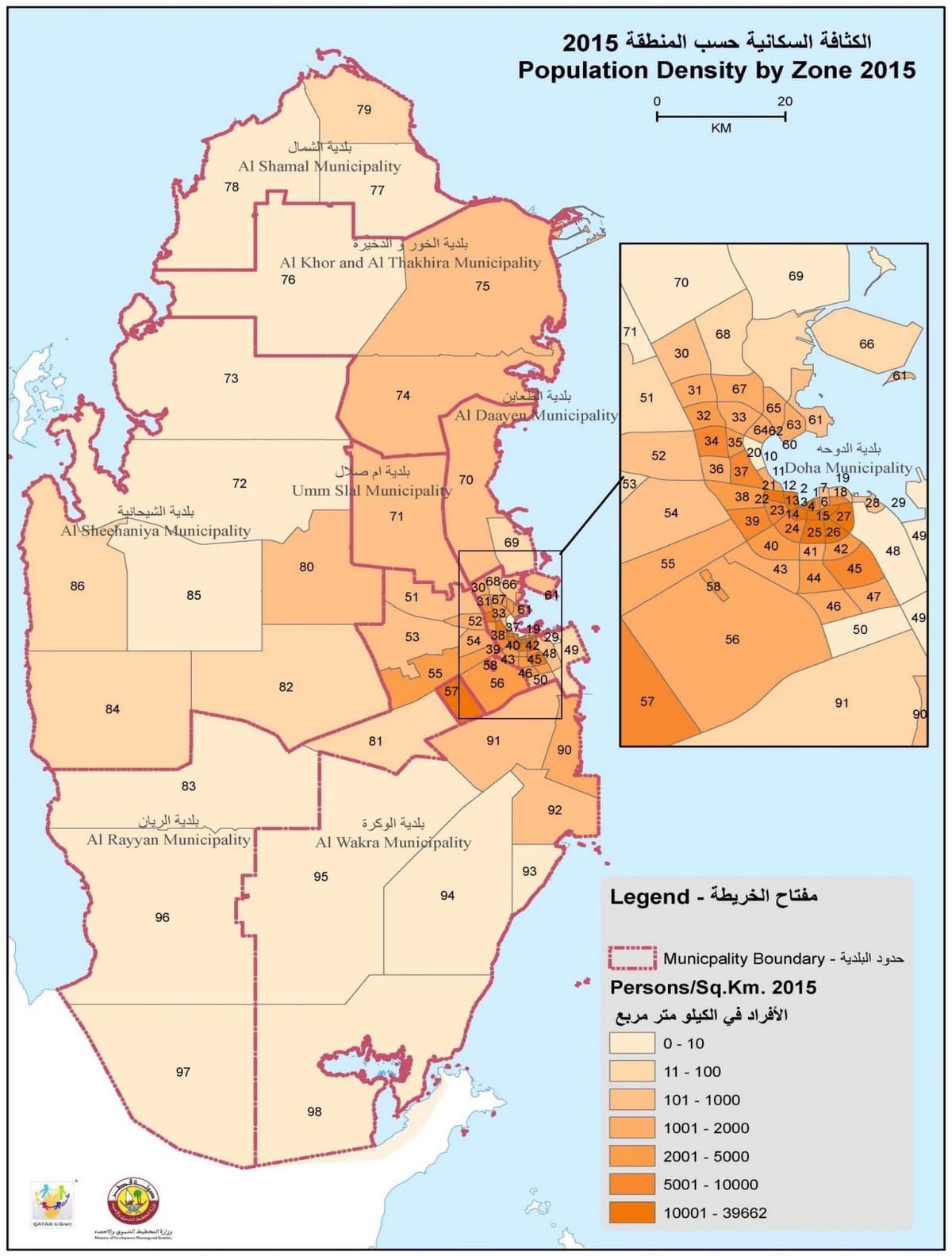 Mapa Kataru ludności