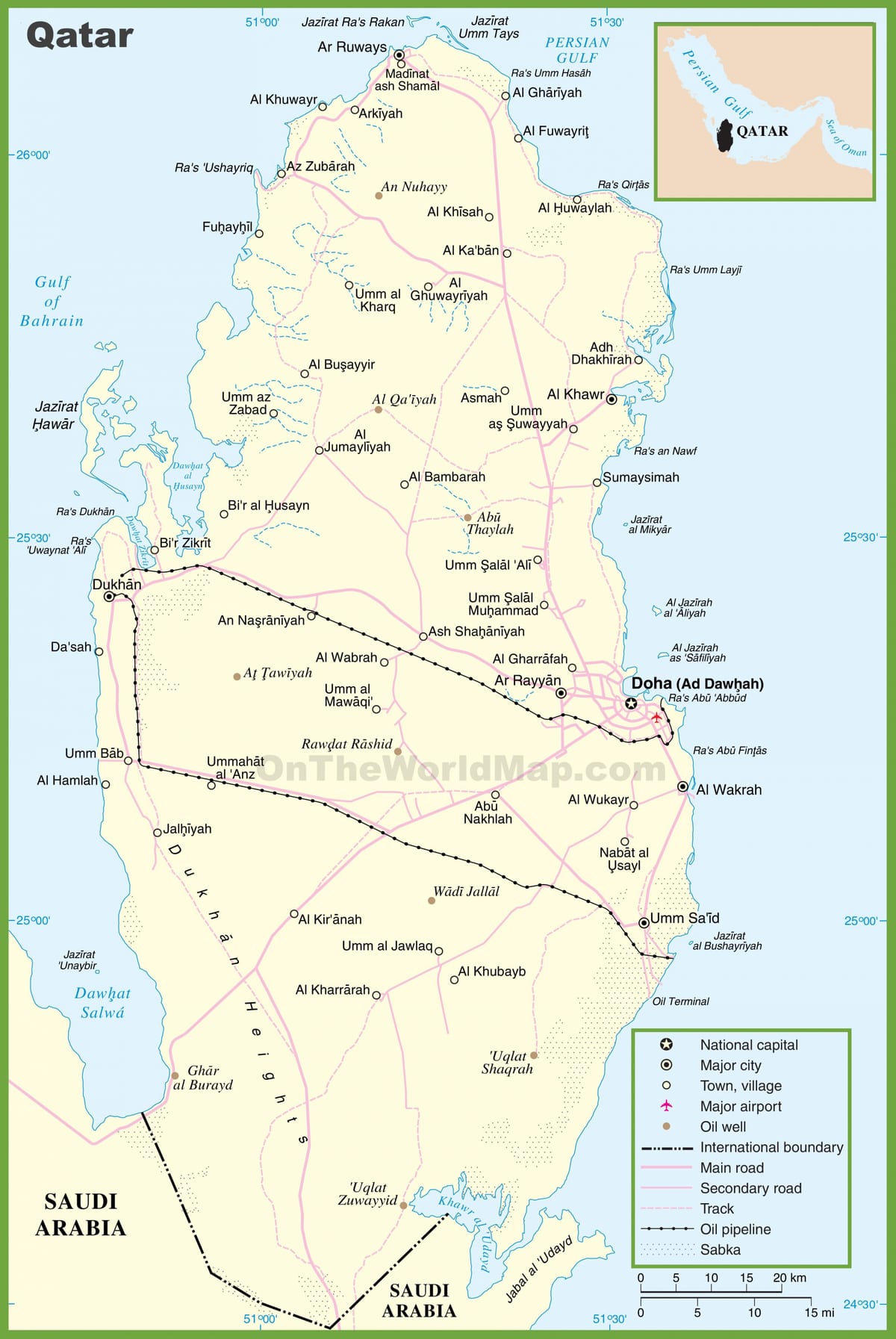 Szczegółowa mapa Kataru