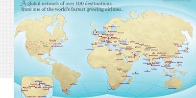 Katar trasy lotów mapie